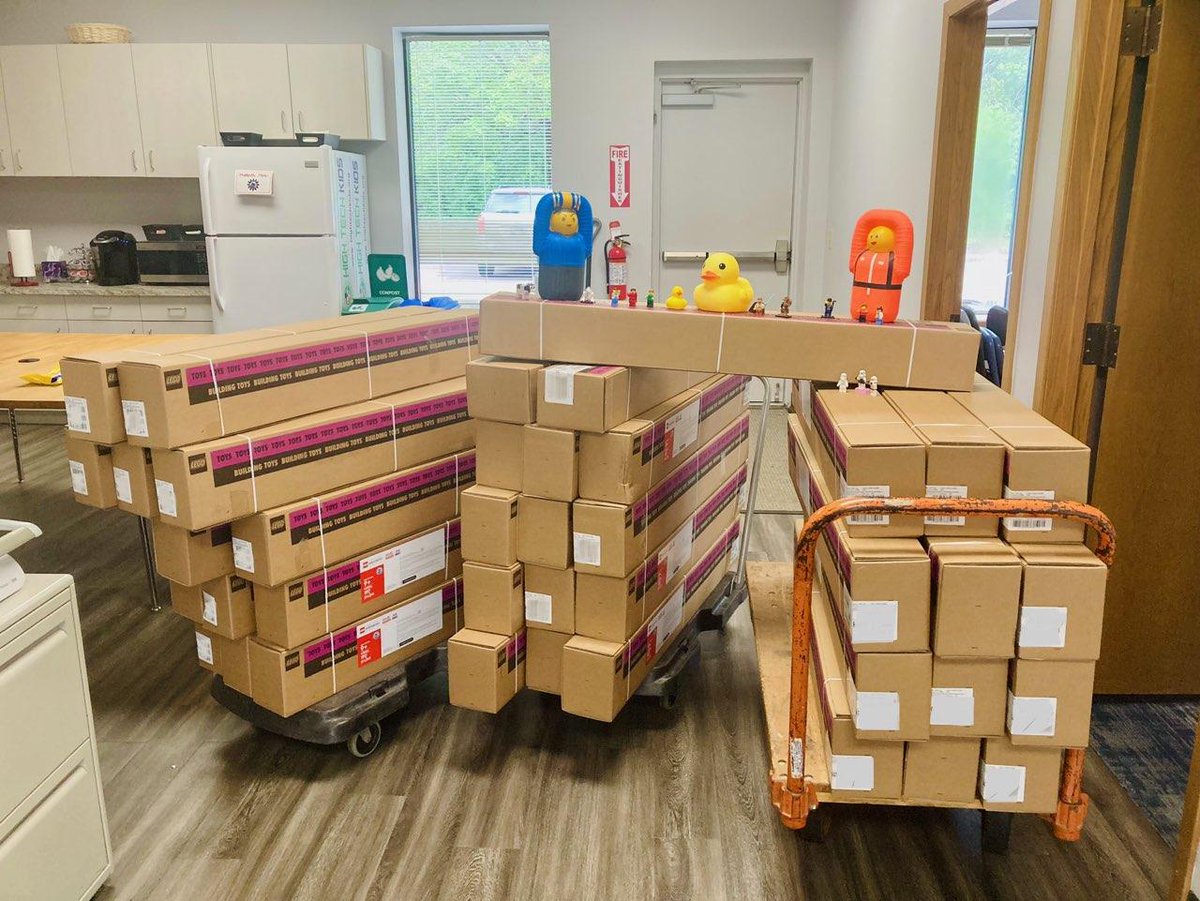 #FLLSubmerged Challenge kits are here! And everyone in the office is very excited, even the LEGO Minifigures are celebrating! All will be revealed tomorrow :)