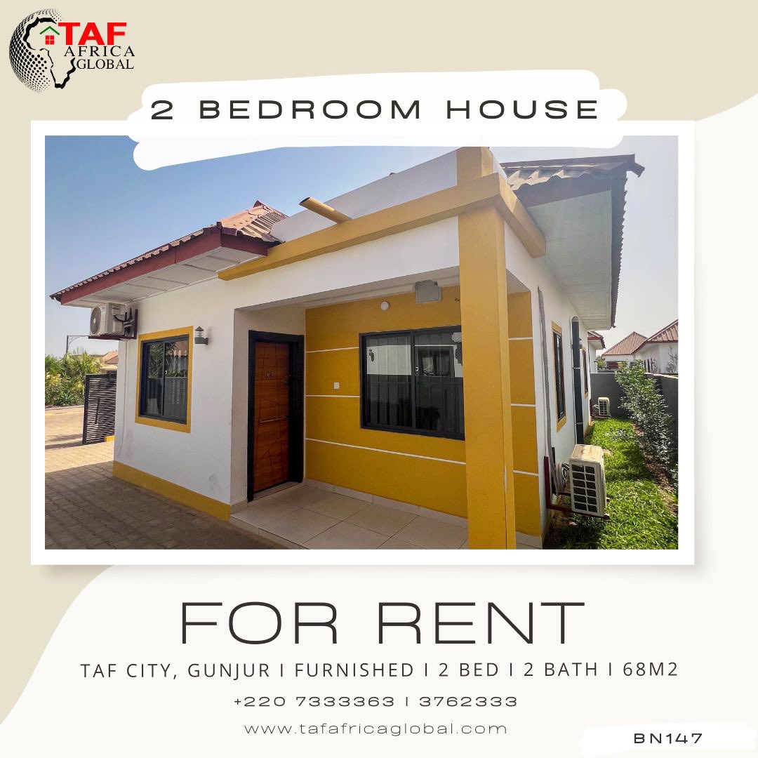 TAF Africa Global (@tafafricaglobal) on Twitter photo 🏡 Rent a Furnished 2-Bedroom Bungalow at TAF City - Gambia! ✨
68 m², 2 beds, 2 baths, fully furnished. 🛋️
📞 +220 7333363 / 3762333
📧 rent@tafafricaglobal.com
Make this your new home today! 🌟 🏡 Rent a Furnished 2-Bedroom Bungalow at TAF City - Gambia! ✨
68 m², 2 beds, 2 baths, fully furnished. 🛋️
📞 +220 7333363 / 3762333
📧 rent@tafafricaglobal.com
Make this your new home today! 🌟