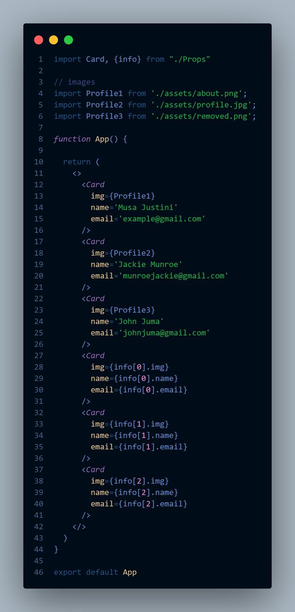 mussa_chitemo's tweet image. Day 04 of #30DaysOfReactJs
Learned about 
⚡ components props (properties).
⚡How to use arrays & objects in props.