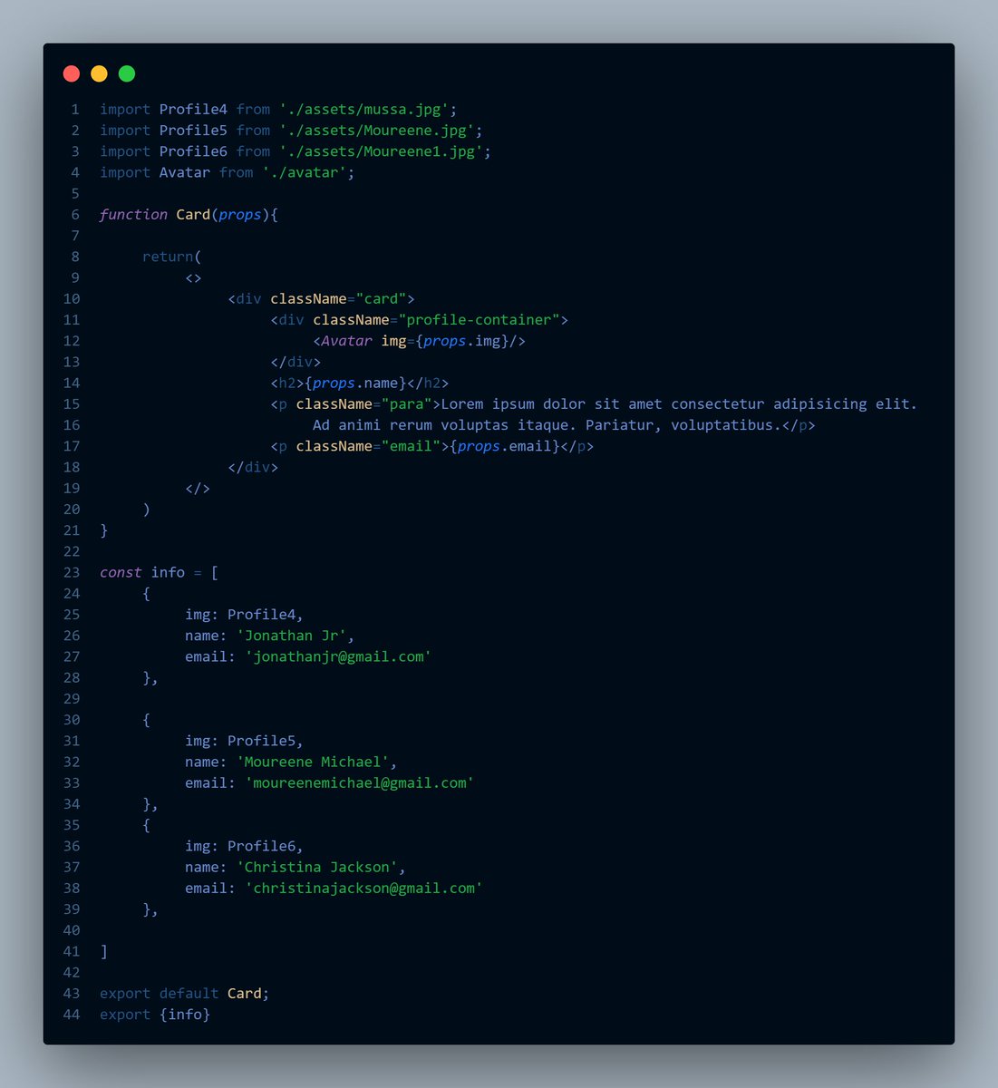mussa_chitemo's tweet image. Day 04 of #30DaysOfReactJs
Learned about 
⚡ components props (properties).
⚡How to use arrays & objects in props.
