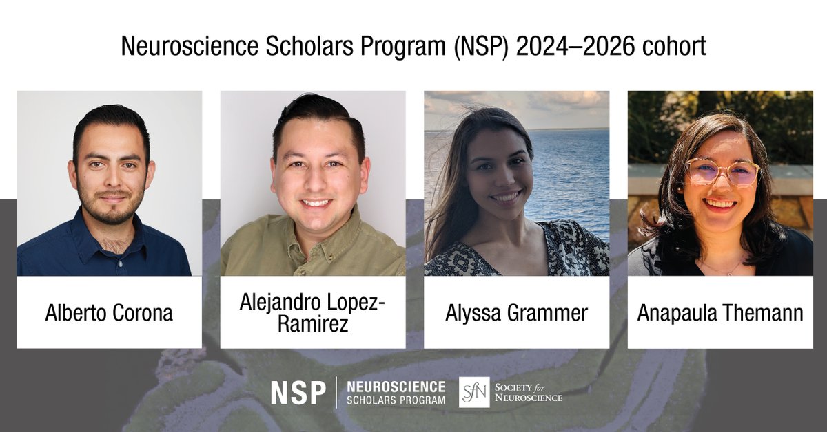 SfNtweets's tweet photo. Kicking off #NSPWeek with a warm welcome to the 2024–2026 Neuroscience Scholars Program (NSP) cohort.
These #NeuroScholars will join a growing network of over 1,200 underrepresented neuroscientists at all career stages dedicated to supporting the advancement of their careers in neuroscience.
Find out more about the newest #NSPeeps and stay tuned to learn more about the Neuroscience Scholar Program this week!
🔗 https://t.co/uQhFNClSXu
#NeuroTwitter #SciTwitter #MedTwitter #AcademicTwitter