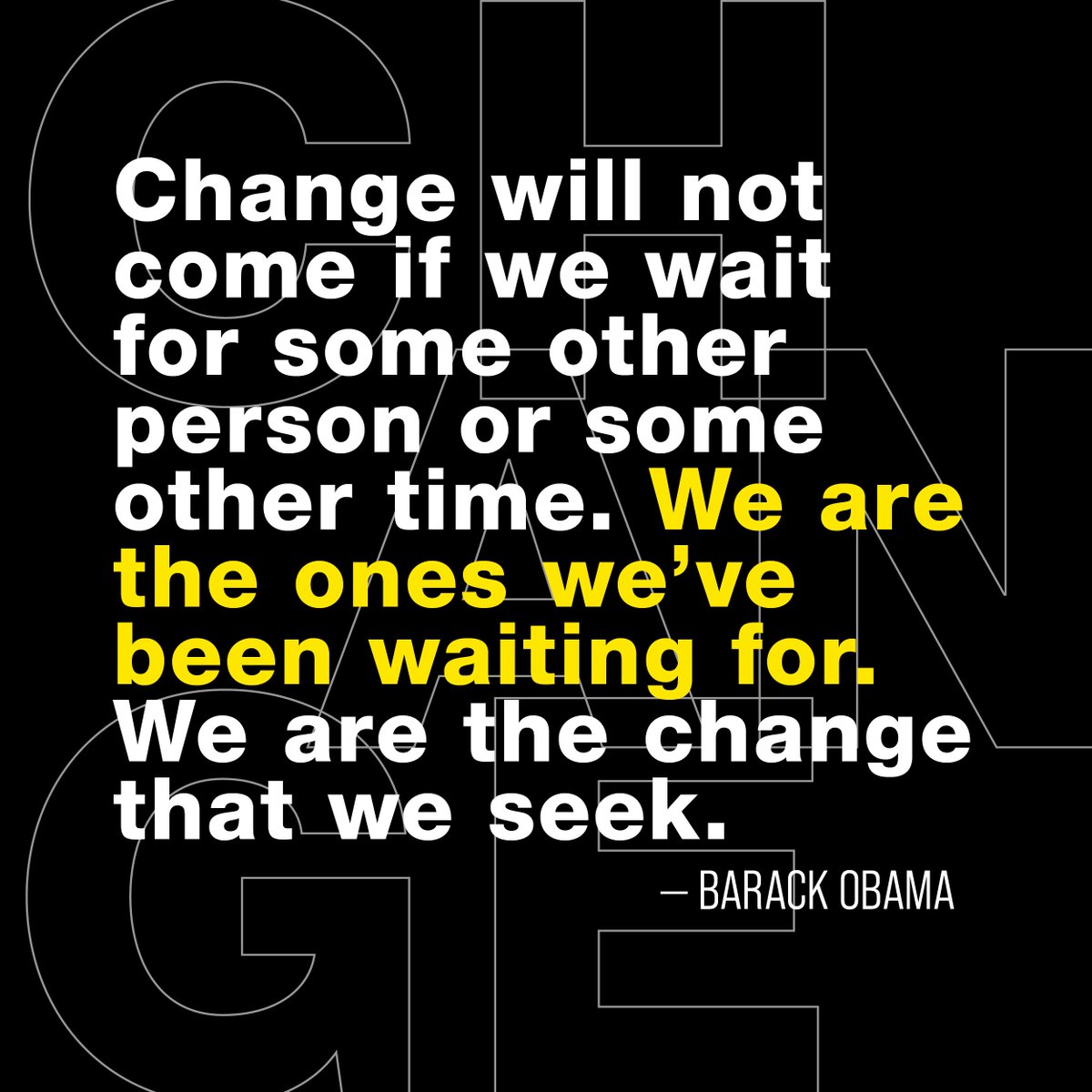 ROC_mag's tweet photo. “Change will not come if we wait for some other person or some other time. We are the ones we’ve been waiting for. We are the change that we seek.”  — Barack Obama

We’re committed to being the change we want to see. https://t.co/9OgtaZ0qTB