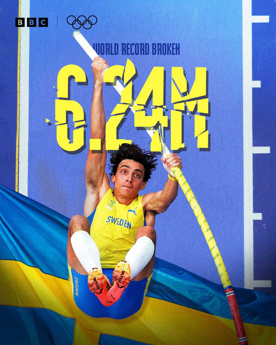 WORLD RECORD BROKEN! 💥

Armand Duplantis has beaten his own world record of 6.24m in the pole vault, clearing 6.25m 🤯 Wow!!

#Paris2024 #Olympics #BBCOlympics