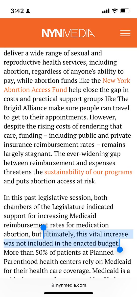 SusanRinkunas's tweet photo. PP of NY said the choice to halt abortions after 20 weeks was a budget decision and pointed to an op-ed about the state failing to increase Medicaid reimbursement rates. So affiliate is indirectly blaming the New York legislature and/or Gov. Kathy Hochul
https://t.co/G8LNQ87gZc https://t.co/tDBRjpV6C6