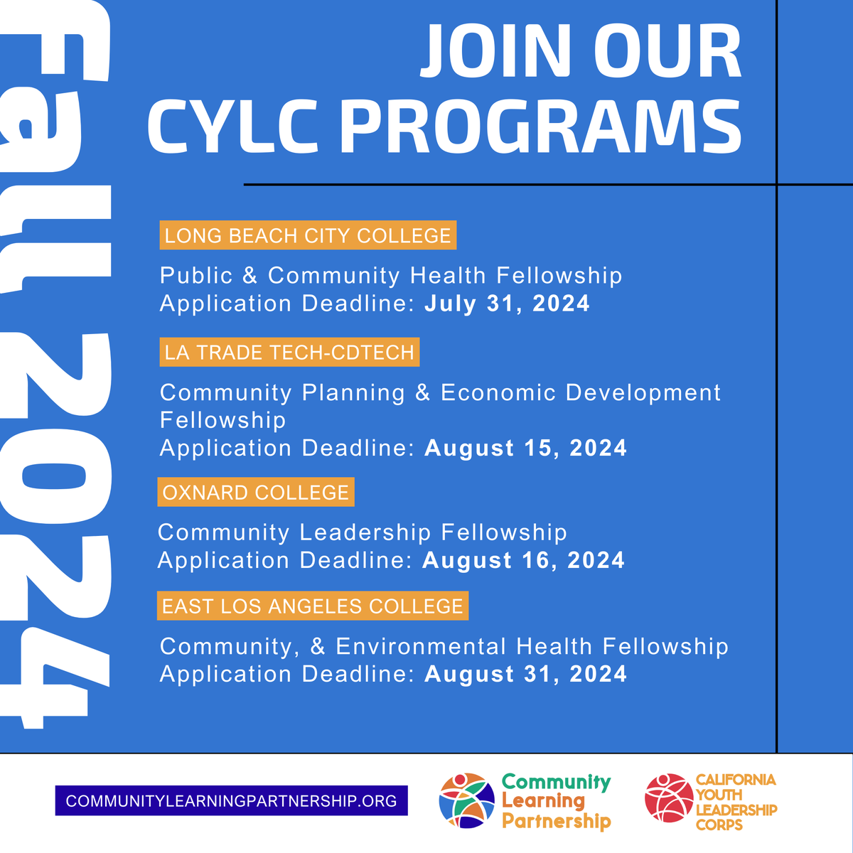 CLPchangeagents's tweet photo. Apply Now to our upcoming CYLC Fellowship Programs! We are currently seeking young people who are eager to create positive change in their local communities.

With deadlines approaching soon, please visit our website or the link in our bio to learn more on how to apply! https://t.co/7PuSOLBgY6