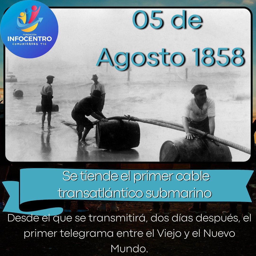 #5Ago Es un cable submarino tendido a través del océano Atlántico y utilizado para la comunicación telegráfica. #PatriaSoberanaYPlena #Infocentro #CienciaParaLaVida #CienciaYTecnología
<a href="/Gabrielasjr/">Gabriela Jiménez</a>
<a href="/LaRosaInfoVE/">LaRosaInfoVE</a>