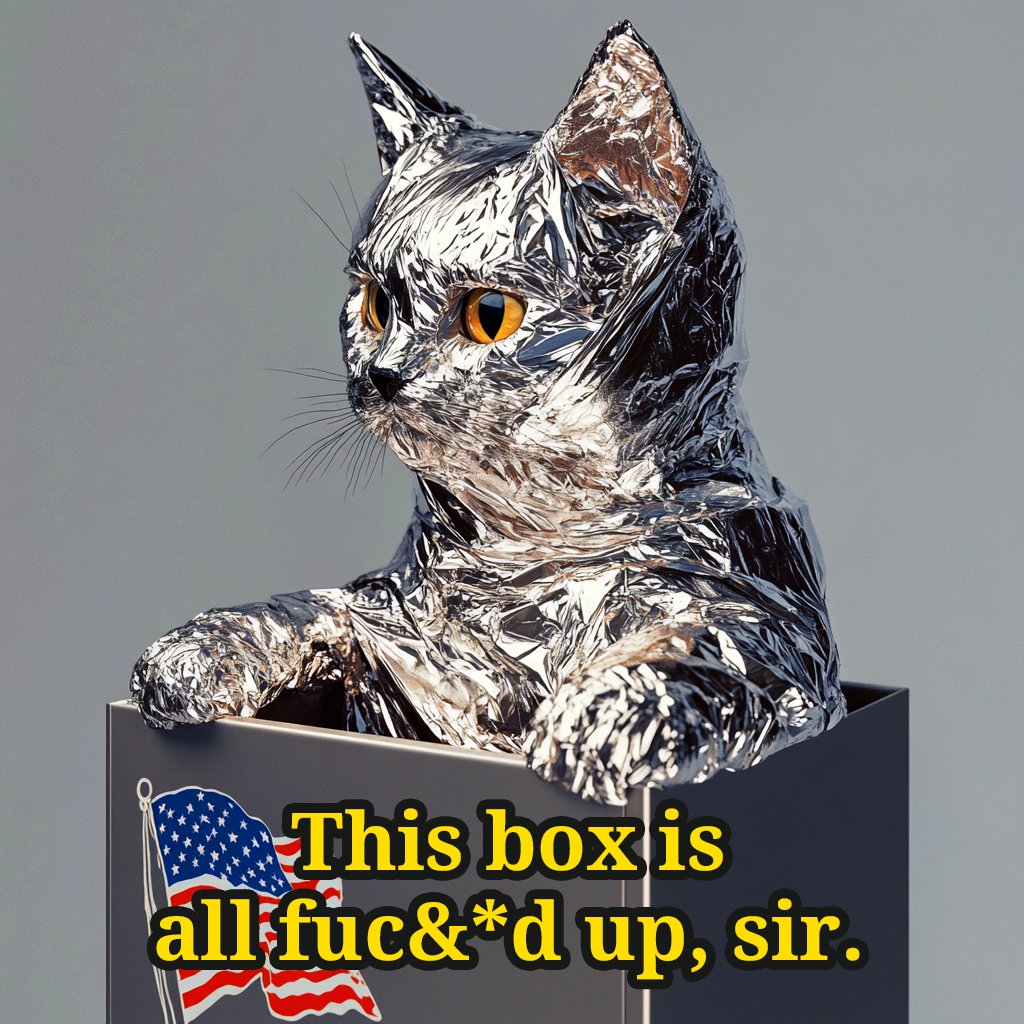 TinFoilCatToken's tweet photo. ⚠️Breaking News: Tin Foil Cat hired by the US Government to inspect ballot boxes before upcoming election. 🐱🗳️
https://t.co/u0lBuVib6m
#TINFOILCAT #ElectionInspection #TruthSeeker #BallotBoxMystery https://t.co/aWfsDsL6Ed