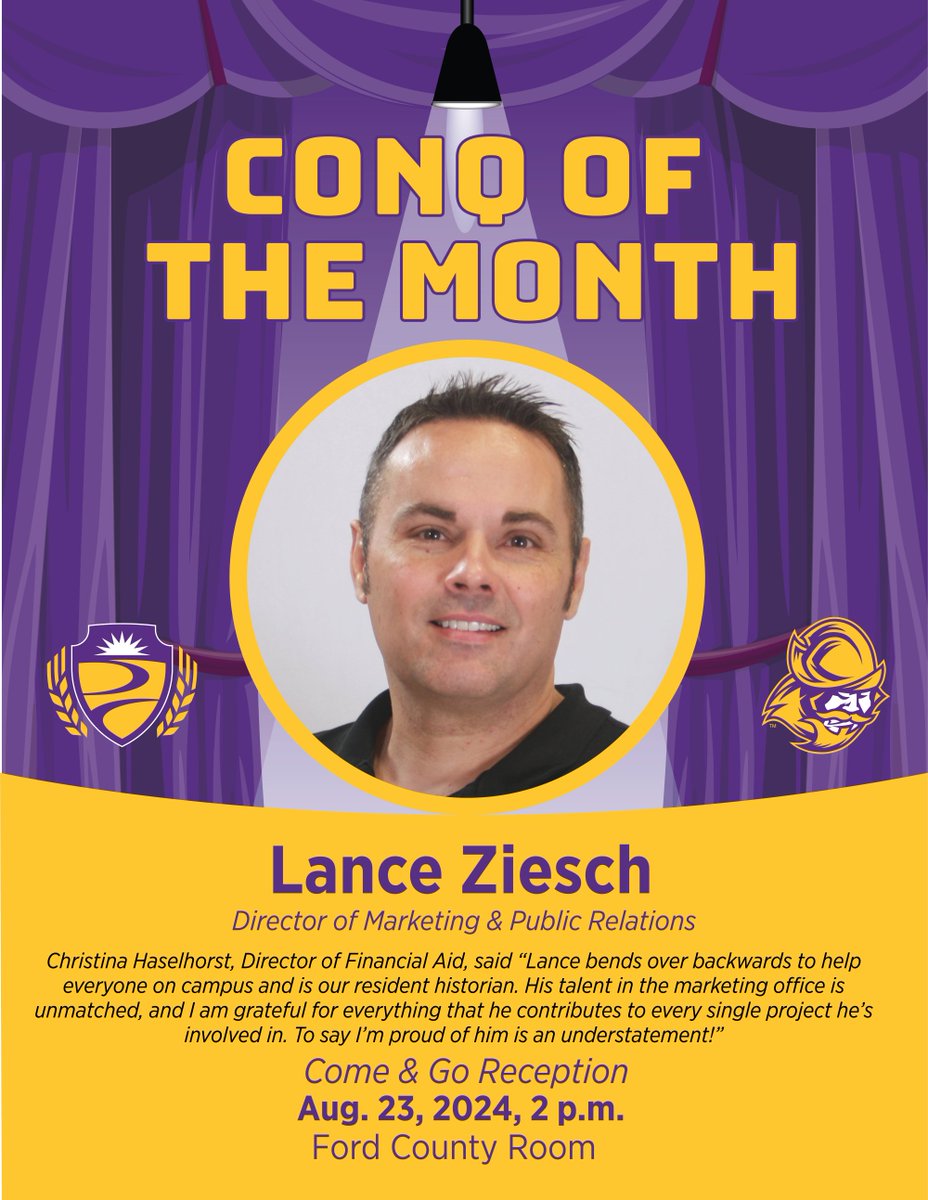 DodgeCityCC's tweet photo. Dodge City Community College (DC3) proudly recognizes Lance Ziesch for his exemplary work and dedication to DC3. Congratulations, Lance! #TogetherWeConquer #WeAreDC3 #ConqNation https://t.co/DgAykWts5c