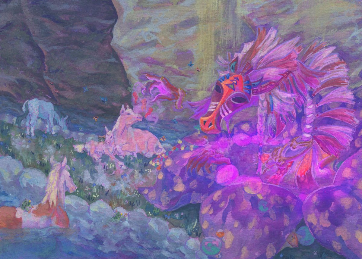 thank you <a href="/rotwzine/">Residents of the Wild</a> for letting me paint Malanya taking care of his horsies <3 i had so much fun!! 🐎💕