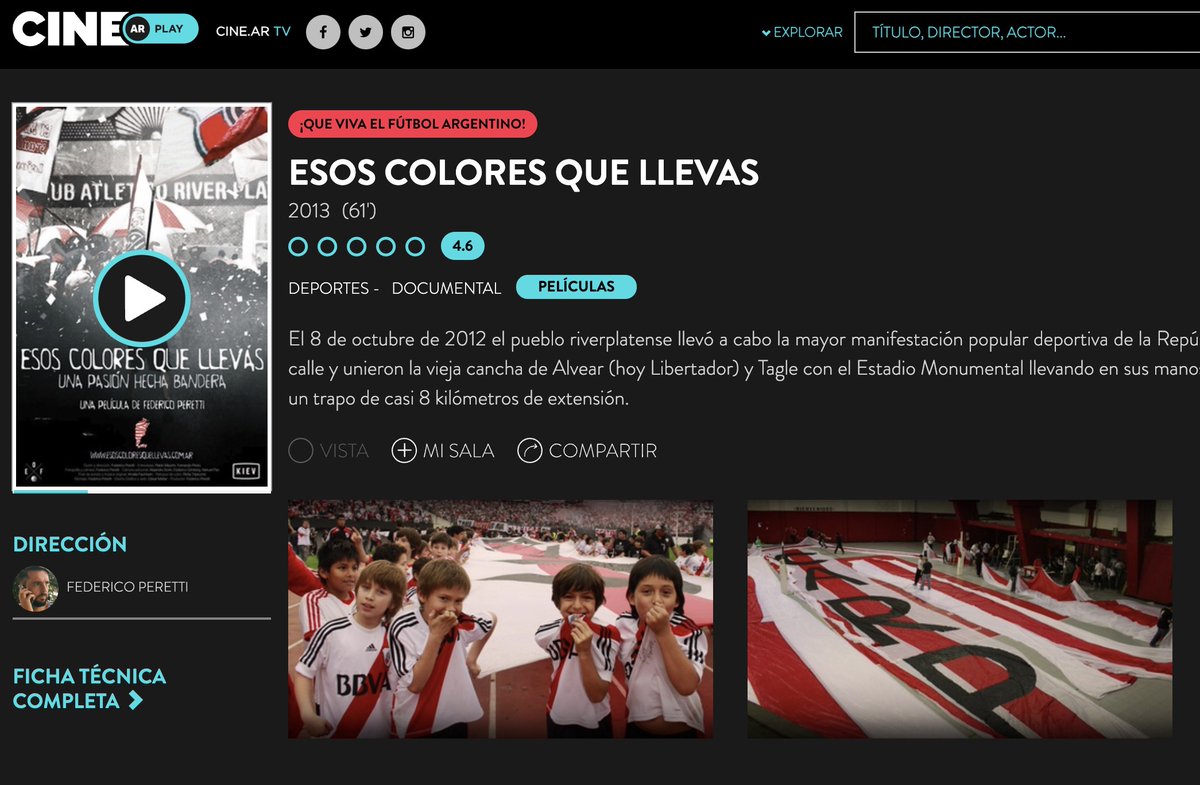 Ya se puede volver a ver "Esos colores que llevás" en <a href="/CINEAR_/">CINE.AR</a> Play. Obviamente es gratis, solo tienen que tener una cuenta que se hace en dos minutos 👉🏻play.cine.ar/INCAA/producci…