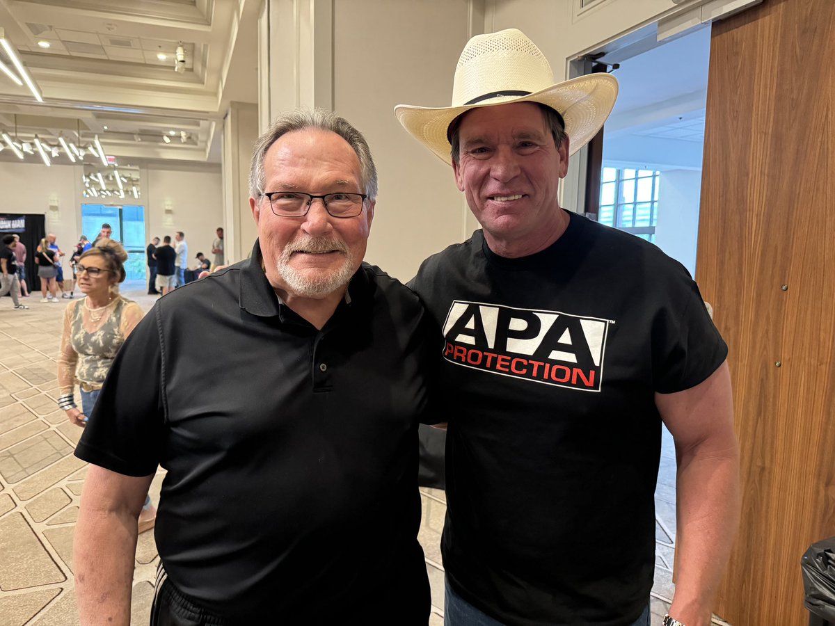 JCLayfield's tweet photo. I was just telling Ted, these kids gotta quit stealing other’s gimmicks, come up with something original. Ted says I owe him royalties….. https://t.co/vk6yJecqwF