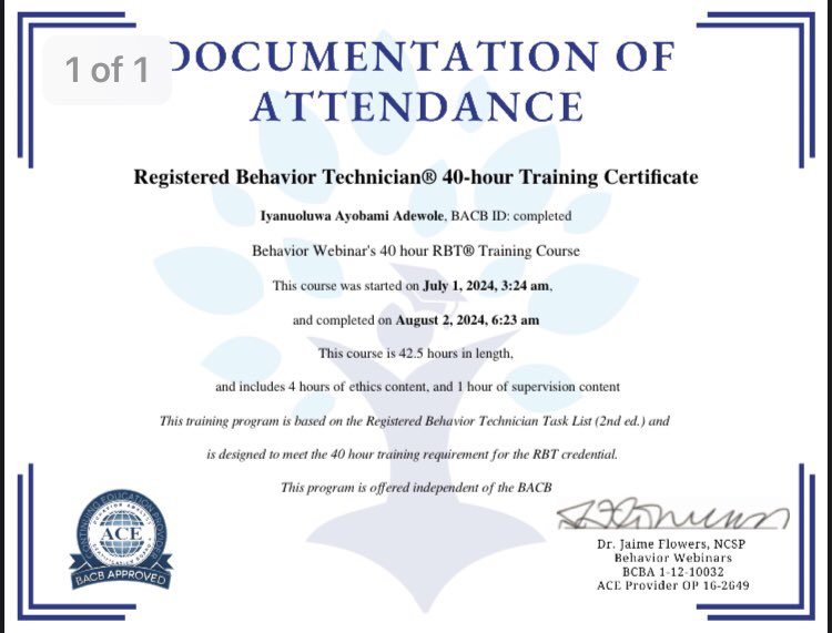 iamsurprisee_'s tweet photo. The other day at LACE EMPOWERMENT and now, I just completed my course as a behavioral technician. I am one way up to being a certified and professional developmental therapist! (Na d $100 for d exam e remain๐คฒ๐คญ)
Talk about therapy, I'm sat! โบ๏ธ
#developmentaltherapy https://t.co/wOskRmnSvg