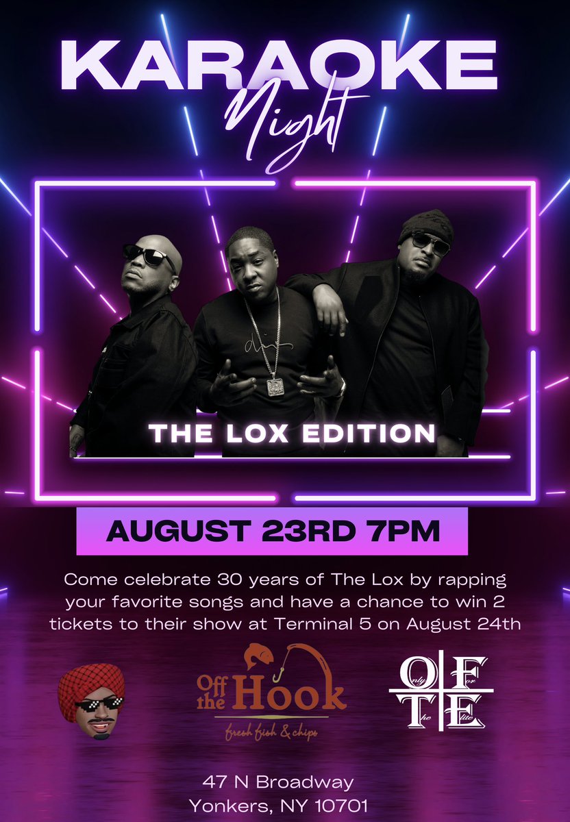Hosting a LOX Edition of Karaoke Night and giving away 2 tickets to their show at Terminal 5!

Pull up to Yonkers!