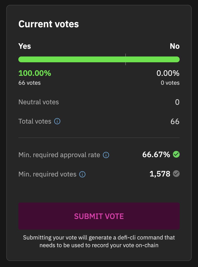 Time to get in and join the YES brigade. No brainer vote here to reverse a fee that appears to have caused more harm than good! VOTE 🫵

💙 <a href="/DexTradingLive/">dex-trading.live</a> 💙

Get on.it here! 
defiscan.live/governance/03c…