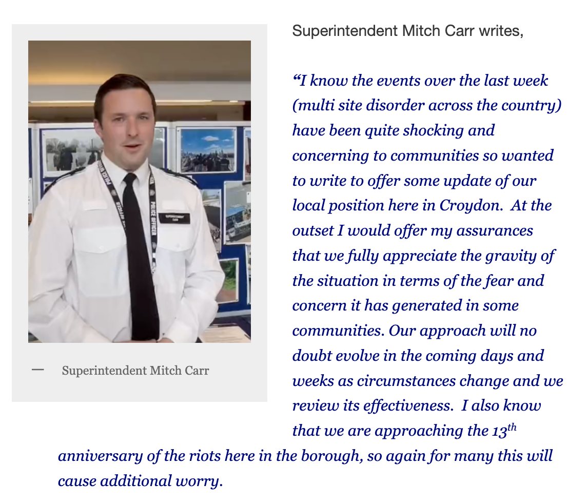 Croydon Policing Update from Superintendent Mitch Carr - 5 August 2024 croydoncc.wordpress.com/2024/08/05/cro… 

Please share