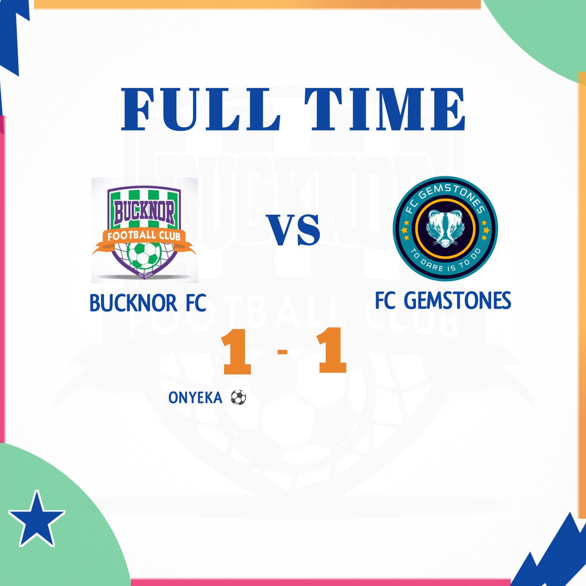 BUCKNOR FOOTBALL CLUB (@bucknorfc) on Twitter photo It’s ended 1️⃣-1️⃣ against <a href="/fcgemstones/">FC Gemstones</a>
#Bucknorfc
#Fearlesswarriors #udeozor #onyeka #bfc #fcgemstone #friendlymatch #soccer #football #isheriolofin #alimosho It’s ended 1️⃣-1️⃣ against <a href="/fcgemstones/">FC Gemstones</a>
#Bucknorfc
#Fearlesswarriors #udeozor #onyeka #bfc #fcgemstone #friendlymatch #soccer #football #isheriolofin #alimosho