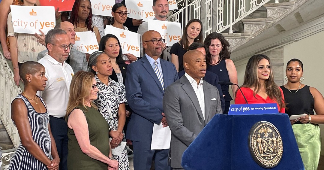 NYCAging's tweet photo. Today at City Hall our General Counsel Penney Vachiraprapun stood with @nycmayor and advocates like @AARPNY announcing more funding for homeowners to create accessible dwelling units. These units can help NYers remain in their communities and age-in-place. #NYCAging #CityofYes https://t.co/1uqciypQnY