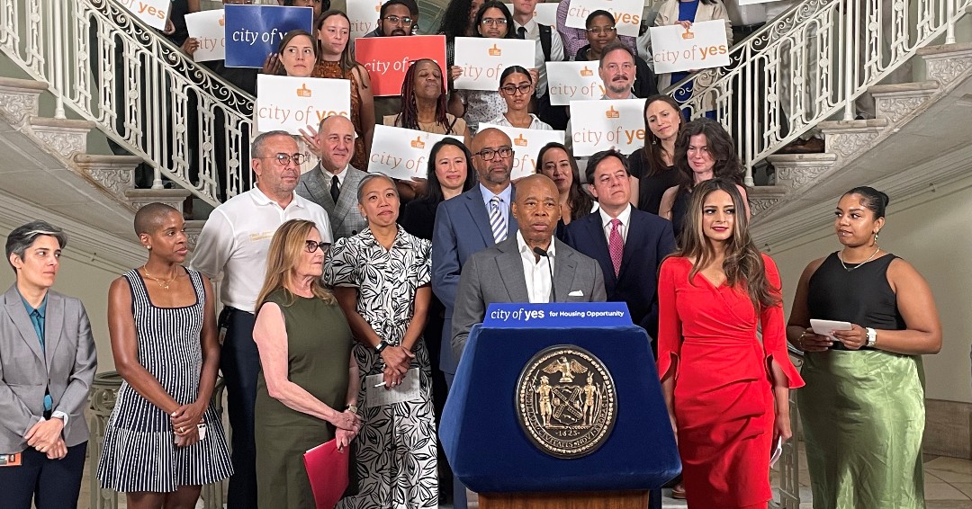 NYCAging's tweet photo. Today at City Hall our General Counsel Penney Vachiraprapun stood with @nycmayor and advocates like @AARPNY announcing more funding for homeowners to create accessible dwelling units. These units can help NYers remain in their communities and age-in-place. #NYCAging #CityofYes https://t.co/1uqciypQnY