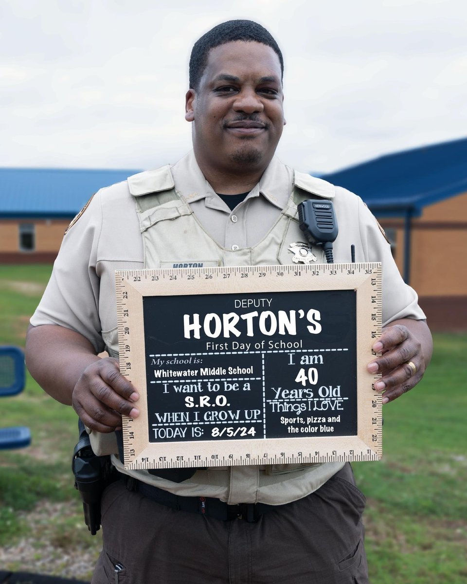 We hope everyone had a great back at school! Fayette County's newest School Resource Officer, Deputy Horton, had a great first day at Whitewater Middle School!