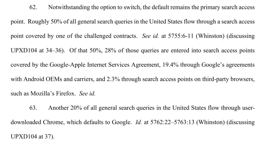 Marie_Haynes's tweet photo. 50% of all general search queries in the US come through agreements Google has to make it the default search engine. 

28% of those come from Google's agreement with Apple.

20% of all search queries come through Chrome. https://t.co/9SoDAcrSqB