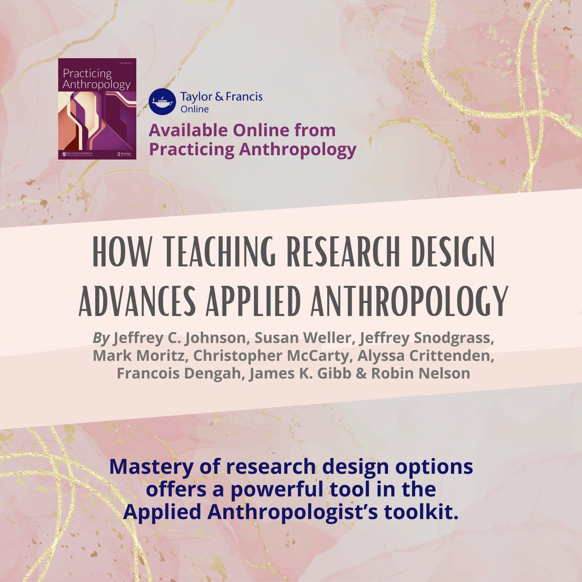 Available online from Practicing Anthropology - How Teaching Research Design Advances Applied Anthropology by Jeffrey C. Johnson et al. doi.org/10.1080/088845…

#SfAA #socialscience #anthropology #appliedanthropology #PracticingAnthropology