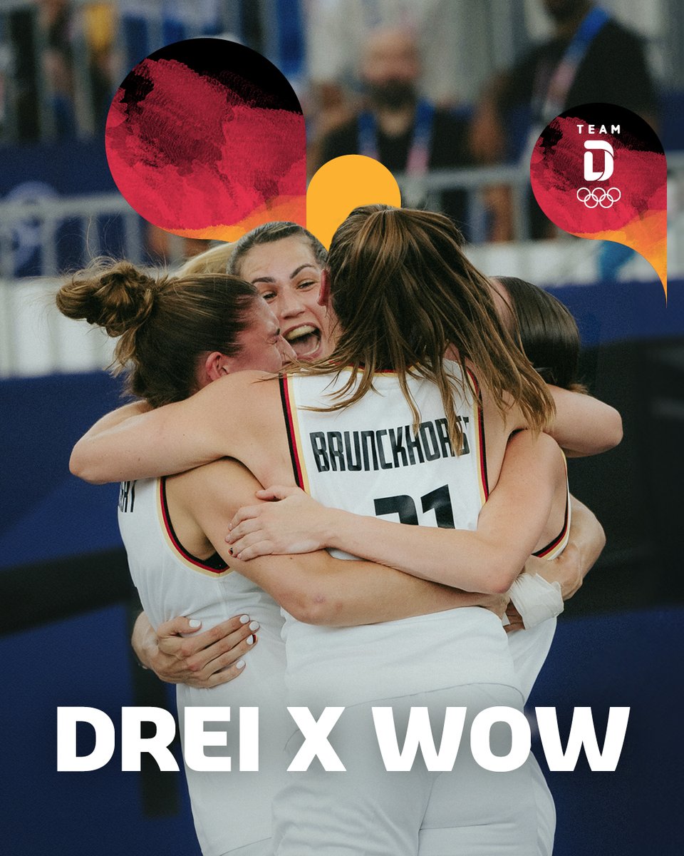 GESCHICHTE GESCHRIEBEN! 🥇 GOLD FÜR UNSERE 3x3-LADIES! 
Sonja Greinacher, Svenja Brunckhorst, Marie Reichert und Elisa Mevius spielen ein überragendes Olympia-Turnier und veredeln es mit GOLD! 🖤❤️💛 
#JetztFürImmer #TeamD #Olympics #Paris2024 #3x3 #Basketball @dbb_basketball