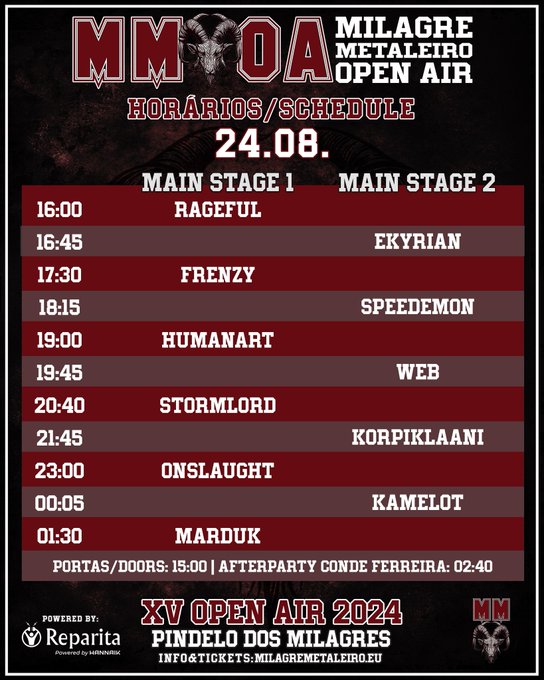 Horários do Festival Milagre Metaleiro 2024 - 24 de agosto