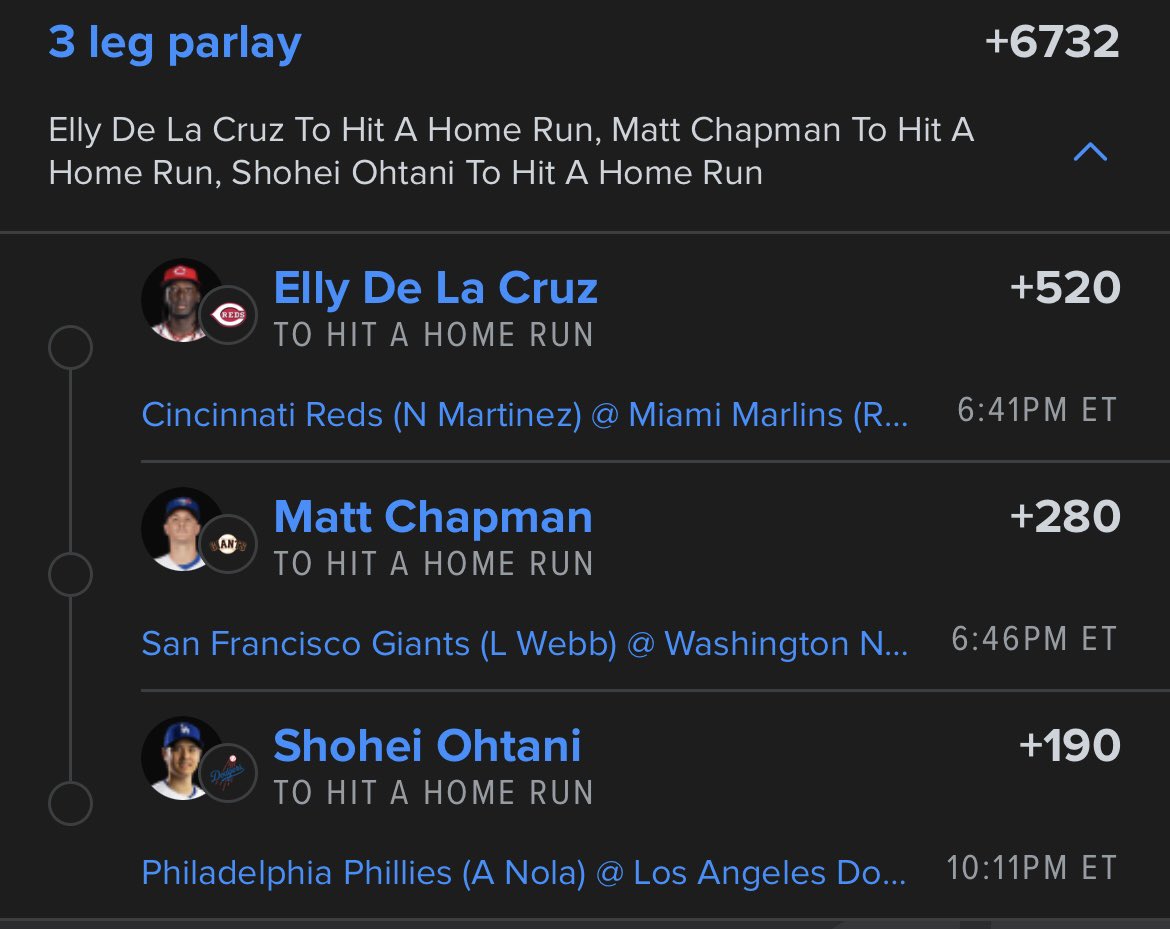 WeHitThose__9's tweet image. Collab with @TheOddsFathers 

— Cruz 
— Chapman
— Ohtani

Can we stay red hot?! 👀👀

tinyurl.com/23nhxye9