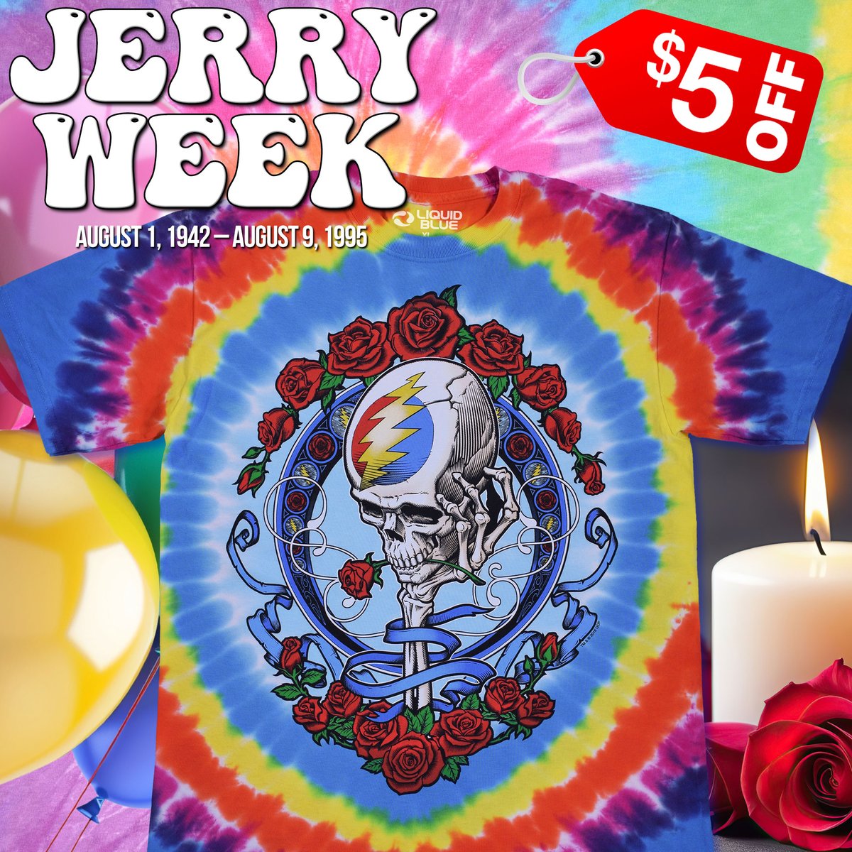 liquidbluetees's tweet photo. $5 OFF Grateful Dead Never Dead Tie-Dye T-Shirt sizes S-6XL* on-sale from $26 reg. $31
https://t.co/P5vOxTlIwc August 1, 1942 - August 9, 1995 โข 10 Classic Grateful Dead Tie-Dyes sizes S-6XL* with $4 Shipping* #gratefuldead #jerrygarcia #jerryweek #deadandcompany #deadhead #jgb https://t.co/yYIreLB2dw