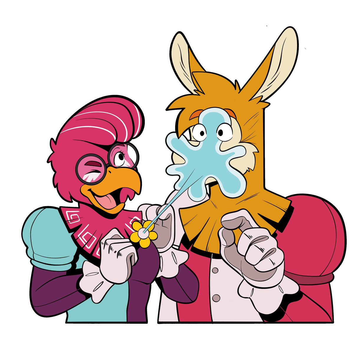 PandArtistic's tweet photo. I can finally share my art pieces for this year’s @FurRaymi!
Peru’s first furry convention 🇵🇪 (second edition)
My art was used on the conbook, but also for stickers and pins :D
I present to you: Inti the Llama and Sumaq the Tunki!
#FurRaymi #furryperu https://t.co/T7ELDHEV8s