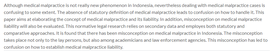 LAJ_Journal's tweet photo. Susila, Muh Endriyo. “Malpraktik Medik dan Pertanggungjawaban Hukumnya: Analisis dan Evaluasi Konseptual.” Law and Justice, vol. 6, no. 1, May 2021, pp. 46–61. https://t.co/3yGnT80q08, https://t.co/5wKPh2lYvg. https://t.co/UxuxuuEtnj