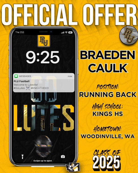 After a call with <a href="/SpencerCrace/">Spencer Crace</a>, I’m blessed to have received an offer to play at <a href="/PLUFootball/">Pacific Lutheran Football</a> 
<a href="/KingsHSFootball/">King’s Knights Football</a> <a href="/jimshapiro/">Jim Shapiro</a> <a href="/RylandSpencer/">Ryland Spencer™</a> <a href="/DevinRecord/">Devin Record | Coach, Recruiter, & Scout |</a> <a href="/ScottEklund/">Scott Eklund</a>