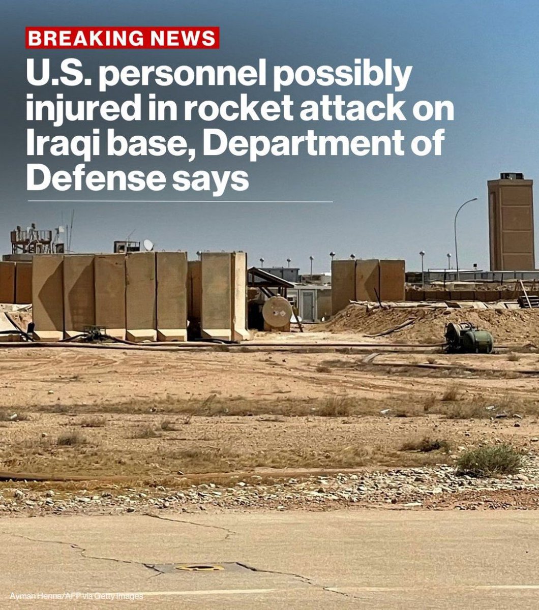 iran_tag's tweet photo. Breaking News:

Several U.S. personnel were possibly injured following a suspected rocket attack against U.S. forces at Al-Assad Air Base in western Iraq, a Department of Defense spokesperson.

Source: ABC News

@iran_tag https://t.co/kG3xJGNKtY