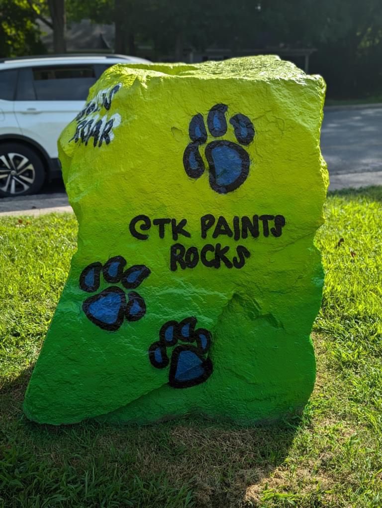 Thank you TK Paints Rocks for making our spirit rock look amazing once again! Be sure to stop by and take your picture with our back to school spirit rock! And don’t forget to reserve the rock to celebrate your student, too! 💙💚 #DragonsROAR #spiritrock