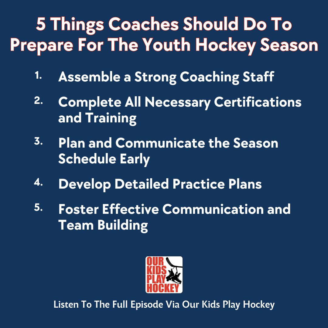 These steps are essential for setting your team up for success and ensuring a smooth, organized season. Tune in to the full episode of Our Kids Play Hockey to dive deeper into these key preparations: link.chtbl.com/OKPH_CoachesCh…

#YouthHockey #CoachingTips #TeamBuilding