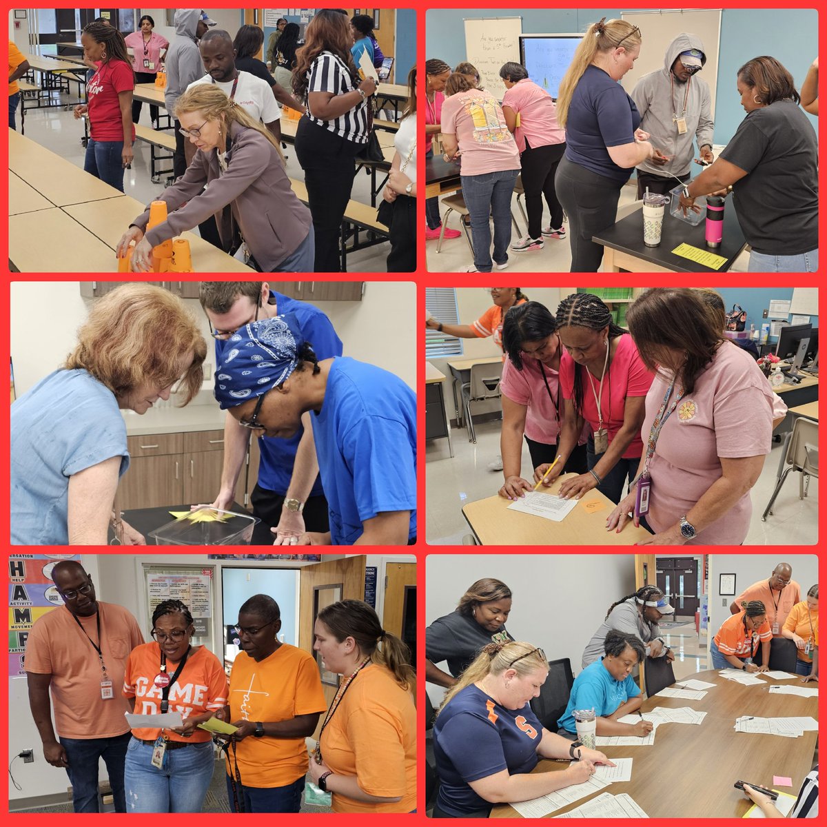 DBrancato22's tweet photo. The first on-campus teacher planning day @LakeGemES_OCPS was a blast! It was full of smiles and laughs as teams worked together to complete a scavenger hunt. #LGEone https://t.co/kYjfrPZJaZ