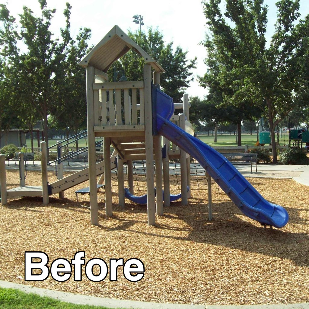 NorCalRec's tweet image. Check out our latest transformation at Riverway Sports Park in Visalia! 🌟 We replaced the old playground with a vibrant new play structure and shade structure, ready for endless fun. 🎉 #NorthernCaliforniaRecreation #riverwaysportspark #commercialplaygrounds #visalia