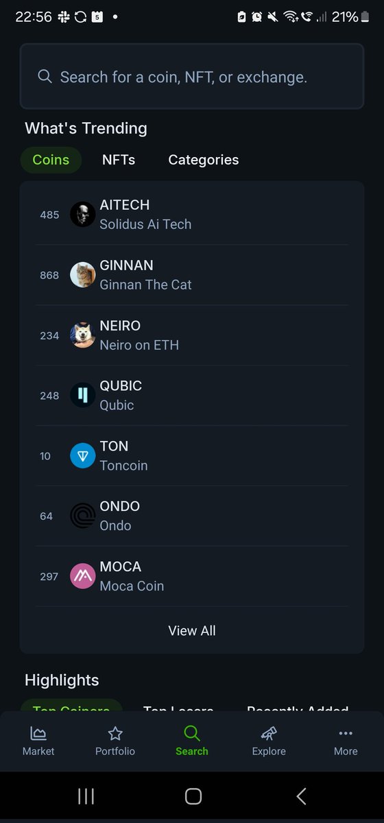 If this ain't #Bullish then what would be ? 
#Qubic trending on <a href="/coingecko/">CoinGecko</a> ... cuz that's how it starts.....&amp;  soon <a href="/c_f_b_token/">cfb_token</a> $CFB be there too....
<a href="/CryptoDeighs/">CD</a>