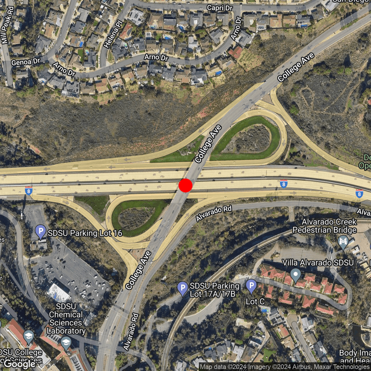 SDCrashBot's tweet photo. Pedestrian Struck by Vehicle
 
I-8 E &amp; College Ave
College West, San Diego

07/30/2024 • 11:59 PM https://t.co/2Ncn2sHhTH