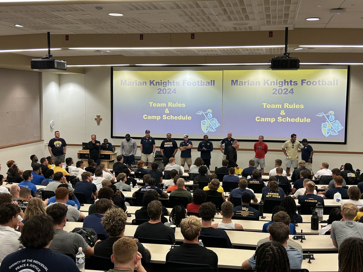 Season 18 of Marian football loading!

First team meeting of the season underway! Can’t wait to get going tomorrow with practice one!