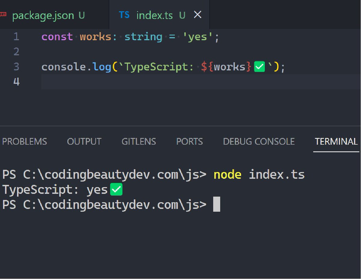 codingbeautydev's tweet image. New built-in TypeScript support in Node.js -- Finally

✅ Native built-in TypeScript support
✅ Zero dependencies
✅ Zero intermediate files and module configurations