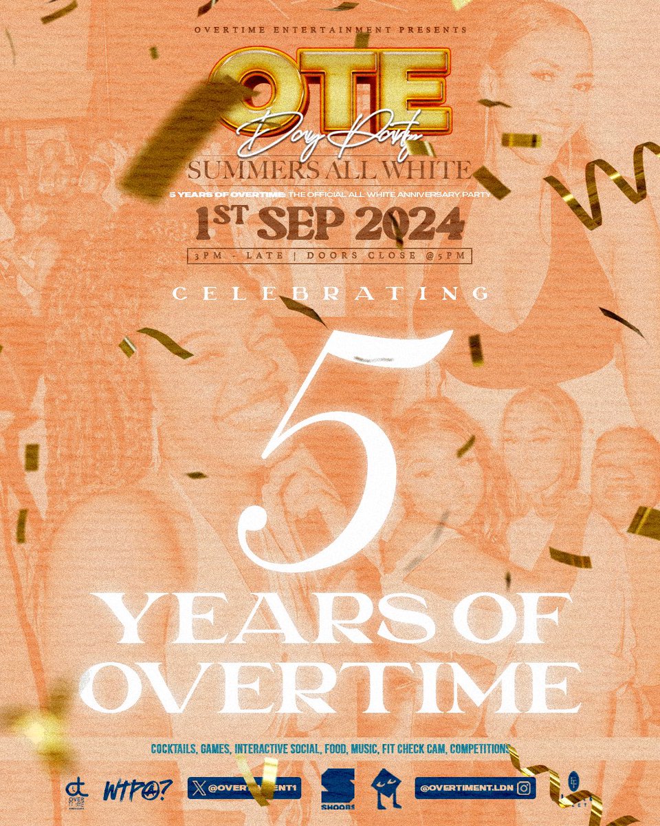 overtimentldn's tweet photo. POV: You came to the OTE DAY PARTY 🤩🥳😉

5 years of OTE🤟🏾

Vibes on vibes so you know SUMMERS ALL WHITE, is about to be a movie so get your cameras out 📸🤳📽️🎞️

Ticket link- https://t.co/dz88Iz1sD5

#OTEDAYPARTY24 #Summersallwhite🥼

Tag your friends when you see them 👀 https://t.co/vv27D54ReR