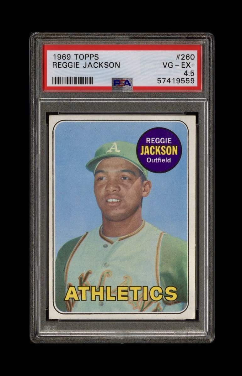 stuber_scott's tweet photo. Not something I usually do but, downgraded my SGC 7 Satch, to a PSA 5 Satch, and had enough leftover to buy a Reggie RC. ๐๐ #RareWin https://t.co/Yu0YurQXWP