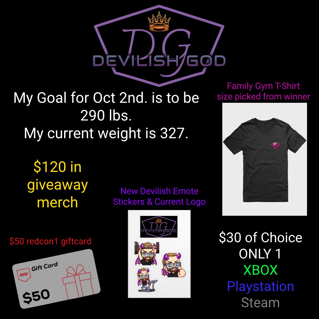 DevilishXGod's tweet image. Giveaway alert!!!! MUST BE PRESENT during Live (Oct. 2nd)!!
LIKE AND REPOST this tweet! 
I WILL VERIFY IF YOU UNFOLLOW DURING GIVEAWAY. 
Must Follow
@DevilishXGod 
@famgymapparel   
@RedCon1Official   
Follow on twitch so you can be there for giveaway
twitch.tv/devilishxgod