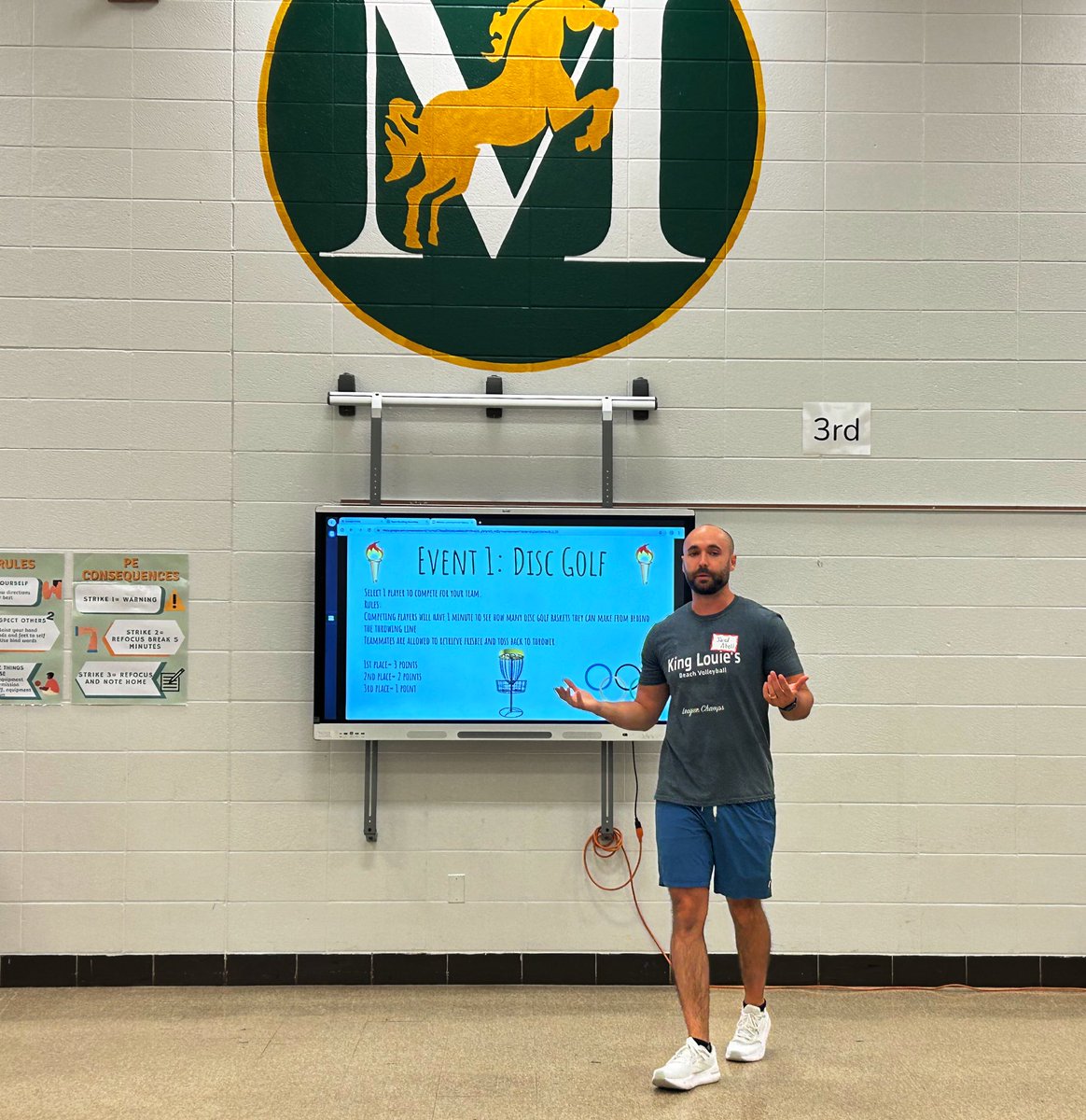 MLEmustangs's tweet photo. MLE took on the Olympic Games today! Shoutout to @MrAbellPE for planning and leading these events for our staff! 🏅@Olympics https://t.co/5aO9wmeIyL