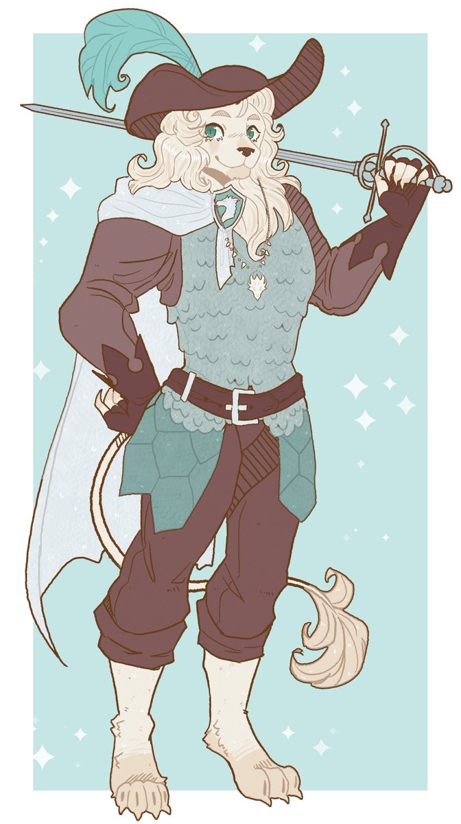 matchatown_jpeg's tweet photo. made art of my husband's level 20 college of swords leonin bard! (YES I CAN DRAW FURRIES PLEASE COMMISSION ME, SUSPICIOUSLY WEALTHY FURRY PLEASE PLEASE PLEASE) https://t.co/sBg2OVATgN