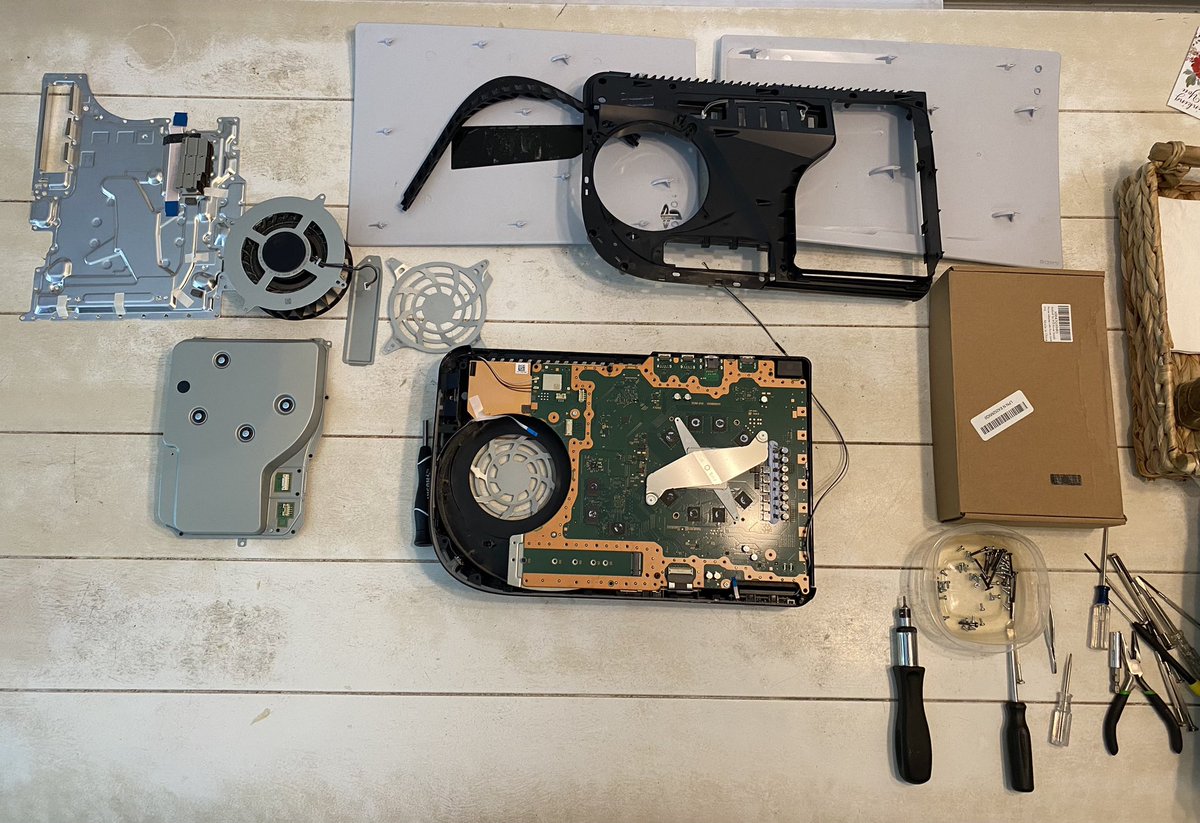 MarkDouglas_Jr's tweet photo. Our #PlayStation5 stopped working recently, but after taking it apart and replacing the power supply, it works again! I bet my wife will use this against me in the future. I can hear her now: “If you can repair a PS5, you can (fill in the blank). 😜 #Cyberpunk2077 https://t.co/DK8uHsEANe