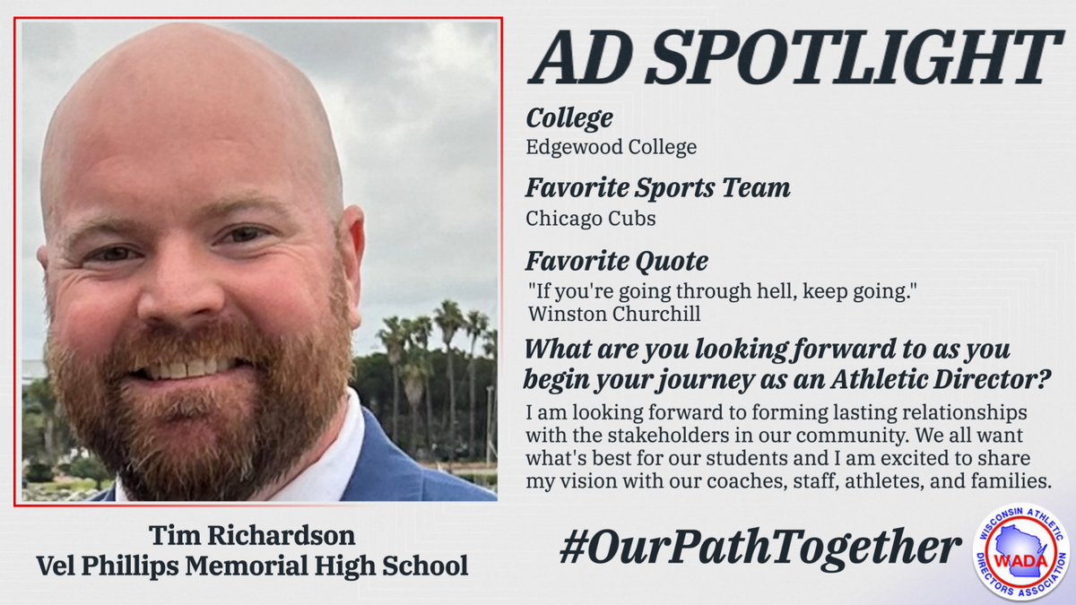 #ADSpotlight Welcome to Tim Richardson, the new #AthleticDirector at Vel Phillips Memorial High School! Tim served as the interim AD during the 2023-2024 school year! #OurPathTogether