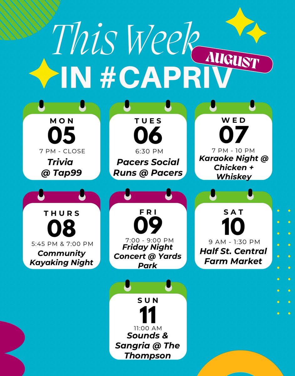 navyyardbid's tweet image. This week in #capriv! 
Here’s a sneak peak of neighborhood events, with something to do every day of the week 🙌

🔗 For more info, check out the rest of our Neighborhood Events here: capitolriverfront.org/things-to-do/e…