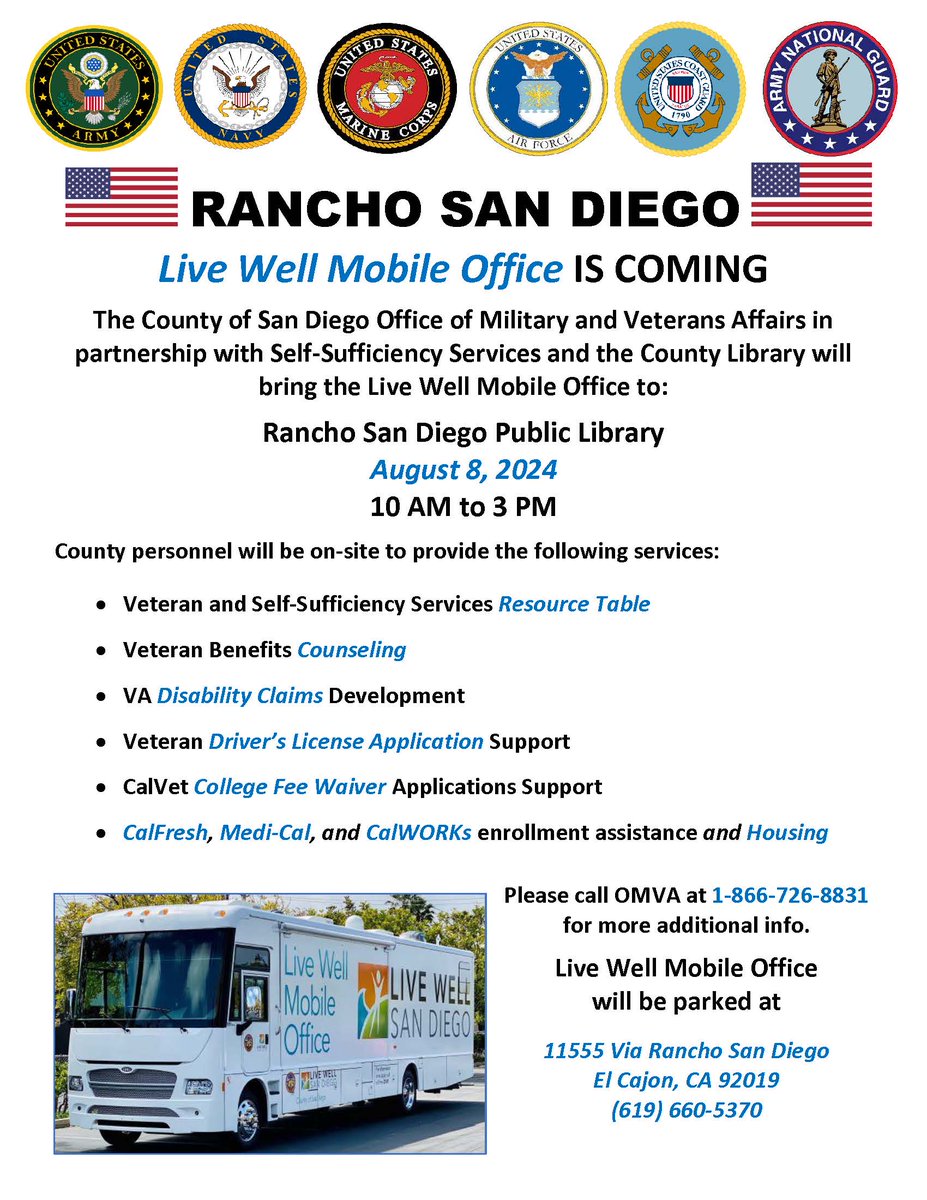 Live Well on Wheels- Live WoW! (@livewowbus) on Twitter photo Join the <a href="/LiveWoWBus/">Live Well on Wheels- Live WoW!</a> at the Rancho San Diego Library, Thursday, August 8th from 10AM-3 PM for county resources and services. See you there! #omva
@sdcountylibrary @rsdlibrary Join the <a href="/LiveWoWBus/">Live Well on Wheels- Live WoW!</a> at the Rancho San Diego Library, Thursday, August 8th from 10AM-3 PM for county resources and services. See you there! #omva
@sdcountylibrary @rsdlibrary